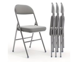 Inklapbare Stoelen – Vouwstoelen – Kantinestoelen – Klapstoelen – Vergaderstoelen – 4-delige Set – PU Gevoerd – Stevig Metalen Frame – Ruimtebesparend Design – Geschikt Voor Binnen & Buiten
