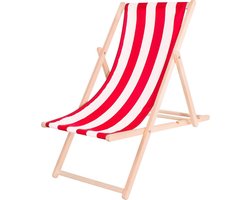 Inklapbare strandstoel - 3-standen - Houten frame met stoffen bekleding - 4 kleuren
