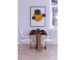 Inklapbare Tafel| Eettafel Uitschuifbaar| Opvouwbare L-poot Tafel| Ruimtebesparend Klaptafel| Modern en Stijlvol| Donkere Walnoot| Vrijstand| 124x76x72 cm