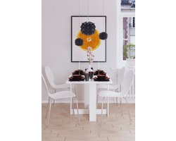 Inklapbare Tafel| Eettafel Uitschuifbaar| Opvouwbare L-poot Tafel| Ruimtebesparend Klaptafel| Modern en Stijlvol| Wit| Vrijstand| 124x76x72 cm