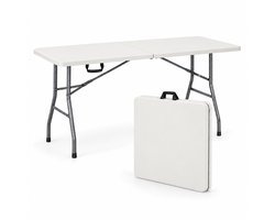 Inklapbare Tafel – Klaptafel 180 x 74 x 74 cm – Vouwtafel, Campingtafel, Tuintafel, Buffettafel & Partytafel – 6 tot 8 Personen – Opvouwbaar tot Koffer met Draaghandvat – Weerbestendig – Wit – Monza Home