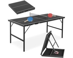Inklapbare Tafeltennistafel 152,5 x 76 x 71 cm - Mini Pingpongtafel met Net, 2 Batjes & 5 Ballen - MDF - Opvouwbare Tafeltennistafel voor Binnen - Zwart