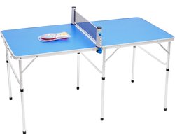 Inklapbare Tafeltennistafel - Pingpong Tafel - Familie Spel - Compleet Met Accessoires - 152x76x76cm - Blauw Zilver