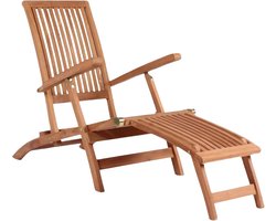 Inklapbare Teak Houten Dekstoel met Verstelbare Rugleuning voor Tuin en Balkon