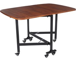 Inklapbare Tuin- En Campingtafel – Vouwtafel – Opklapbare Tafel – Verplaatsbare Tafel – Balkon Tafel – Bruin – 120x80x75 cm – 6 Zwenkwielen Met Remmen