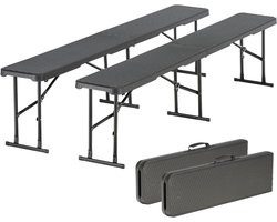 Inklapbare Tuinbank Set van 2 - Sterke Zitting tot 300 kg, 100% Gerecycled Materiaal, Weerbestendig en Ruimtebesparend