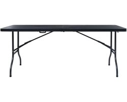 Inklapbare Tuinmeubelen - Picknicktafel Opvouwbaar - Buiten Genieten - Rotan Look HDPE - 180 x 75 cm - Zwart