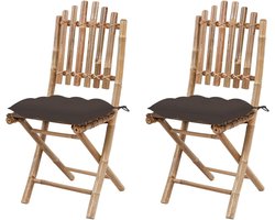 Inklapbare tuinstoelen - Balkonstoelen set - Buiten eten - Massief bamboe - 2 stuks - Taupe