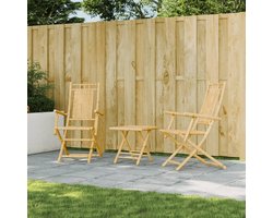 Inklapbare tuinstoelen - Bamboe stoelen - Buiten dineren - Met armleuningen - 2 stuks - Natuurlijk