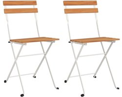 Inklapbare Tuinstoelen - Bistrostoelen Hout - Buiten Zitten - Massief Hout Staal - 39 x 45 x 79 cm - Bruin