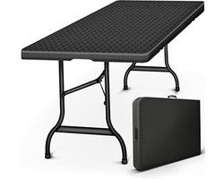 Inklapbare tuintafel 180 x 75 cm – Rotan-look buffet- en campingtafel voor 6 personen