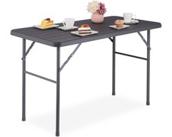 inklapbare tuintafel - 74 x 118 x 60 cm - kunststof - metaal - klaptafel - grijs