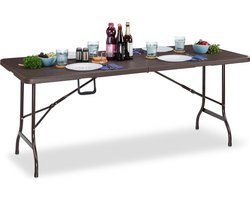 inklapbare tuintafel - houtlook - 73 x 180 x 74 cm - klaptafel - tot 120 kg - bruin