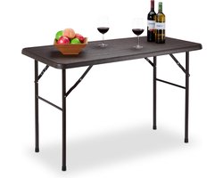 inklapbare tuintafel - houtlook - 74 x 120 x 60 cm - klaptafel - tot 100 kg - bruin