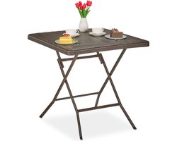 inklapbare tuintafel - houtlook - 74x78x78 cm - kunststof - staal - weerbestendig - bruin