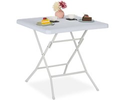 inklapbare tuintafel - houtlook - 74x78x78 cm - kunststof - staal - weerbestendig - wit