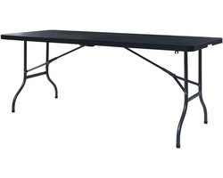 Inklapbare tuintafel - Klaptafel picknicktafel - Buitenactiviteiten organiseren - Rotan-look design - 180 x 75 x 72 cm - Zwart