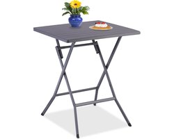 inklapbare tuintafel - met houtlook - 73x62x62 cm - balkontafel - tot 100 kg - grijs