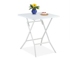 inklapbare tuintafel - met houtlook - 73x62x62 cm - balkontafel - tot 100 kg - wit