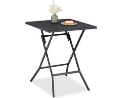 inklapbare tuintafel - met houtlook - 73x62x62 cm - balkontafel - tot 100 kg - zwart