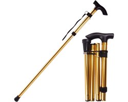 Inklapbare wandelstok – Telescopisch & hoogteverstelbaar 85–95 cm – Antislip bergwandelstok – Lichtgewicht seniorenstok & loopondersteuning – Geschikt voor wandelen, nordic walking en trekkingGoud