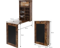 Inklapbare wandtafel met schoolbord en plank bruin ML design