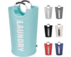 inklapbare wasmand-opbergmanden-camping wasmand-Grote wasmand 115L - Opvouwbare waszak - Onafhankelijke wasmand met hoge voet - Opvouwbare wasemmer -Slijtvast en eenvoudig te reinigen-Meerblauw