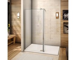Inloopdouche 100cm met 30cm Flipper Panel,8mm NANO veiligheidsglas,200cm hoog