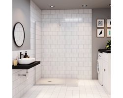 Inloopdouche 100x185cm+N:90cm Stabilisatiestang,6mm nano veiligheidsglas inloopdouche,185cm hoog