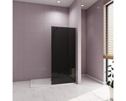 Inloopdouche 100x200cm met zwart folie,10mm NANO EasyClean veiligheidsglas,73-120cm Stabilisatiestang,glanzend chroom profiel