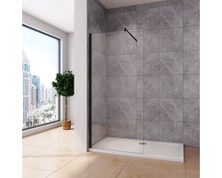 Inloopdouche 120x200cm zwart+70-120cm Stabilisatiestang,8mm NANO EasyClean veiligheidsglas
