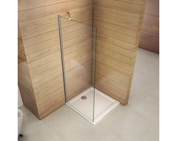 Inloopdouche - 65x185cm - Douchescherm - 45cm stabilisator - 6mm helder veiligheidsglas nano - Easyclean - Antikalk