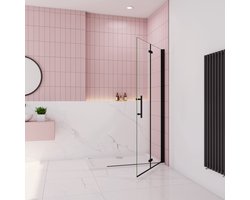 Inloopdouche 72x195cm Vouwdeur Mat Zwart Profiel 6mm NANO EasyClean veiligheidsglas