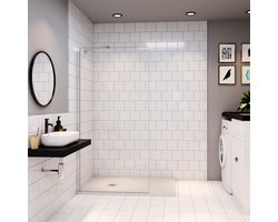 Inloopdouche 90x185cm+45cm Stabilisatiestang,6mm NANO EasyClean veiligheidsglas,185cm hoog
