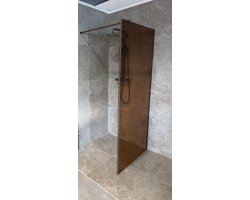 Inloopdouche douchewand 90 x 200cm Brons glas geborsteld brons 8mm veiligheidsglas