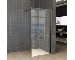 Inloopdouche / Douchewand - 90x200 - Mat Zwart - Antikalk - Helder Glas - 8mm Veiligheidsglas