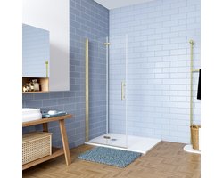 Inloopdouche-douchewand 95x195cm 6mm NANO EasyClean veiligheidsglas goud aluminium profiel