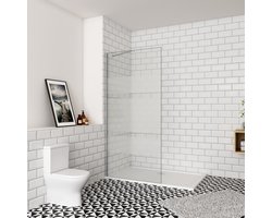 Inloopdouche-douchewand-walk in 6mm NANO EasyClean veiligheidsglas，70x190cm+50cm Stabilisatiestang,glanzend chroom profiel