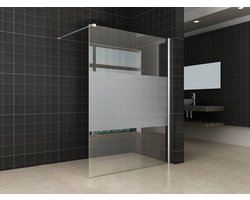 Inloopdouche Glas - Douchewand Semi-gesatineerd - Moderne Badkamer - Chroom Muurprofiel - 140x200cm