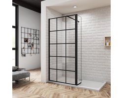 Inloopdouche Wand - Douche Glas - Badkamer Vernieuwen - EasyClean Nano Coating - 80x200cm - Mat Zwart