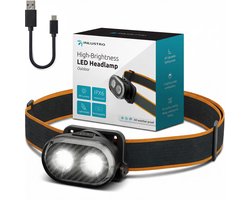 Inlustro Oplaadbare LED Hoofdlamp - IPX6 Waterdicht - Verstelbaar Verlichting met 11 Lichtstanden - Voor Hardlopen, Klussen, Fietsen, Hiking, Camping en Vissen - 600mAh Batterij