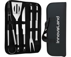 Innovaland Barbecue Gereedschap Set - 6 Delig - Inclusief Opberghoes - Bbq Accesoires - Kamado Accesoires - BBQ Set - Tang- Tools