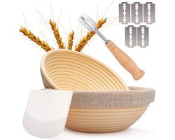 Innovaland - Rijsmandje - Inc. deegkleed + mesje - Ø 23 cm - Rijsmand - Banneton - Rijsmandje Rond - Rijsmandje Broodbakken - Zuurdesem Starter Set