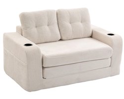 Innovastore 2-zits Slaapbank - Slaapbank - 2zits bank - Comfortabele bank - Uitklapbare slaapbank - 2-in-1 Logeerbedbank - Beige