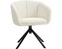Innovastore Eetkamerstoel - Draaibare eetkamerstoel - Eetkamerstoel met armleuningen - Gestoffeerde stoel - Creme/Zwart