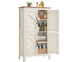 Innovastore Kast - Kledingkast - Opbergkast - Opbergkast met deuren - Boekenkast - Kast - Keukenkast - Landelijke stijl - Wit