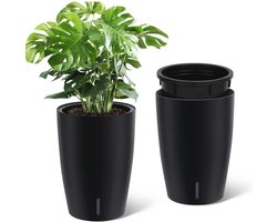 Innovastore Plantenbakken - Plantenbak - Bloembakken voor buiten - Plantenbloempotten - Ingebouwde drainage - 2 stuks - Zwart