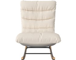 Innovastore Schommelstoel - Loungestoel - Ergonomische schommelstoel - Comfortabele Relaxstoel - Woonkamerstoel - 12 ligposities - Beige stof