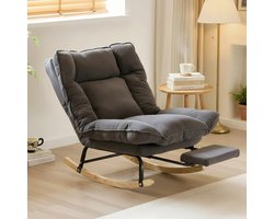 Innovastore Schommelstoel - Relaxstoel - Loungestoel - Relaxfauteuil - Binnen en Buiten - Voetenbank - Volwassenen - Grijs