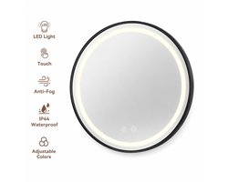Innovastore Spiegelkast - Badkamerkast - Medicijnkast - Badkamerorganizer - Verlichting&Spiegel - Led - Anticondens - 50cm - Zwart